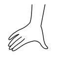 Back of the hand, hand span, monochrome line illustration